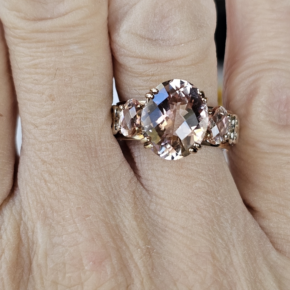 Natural Gems En Vogue Retired Morganite Palladium Rose Gold 925 Ring Sz 8! - Picture 14 of 17